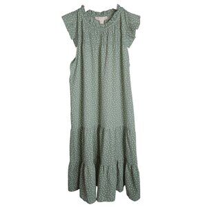 Monteau Green Polk A Dot Babydoll Dress Women Size Small